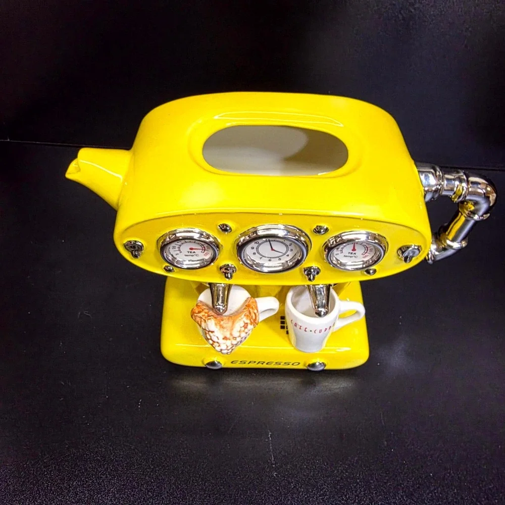 The Teapottery Espresso Machine Teapot Large Yellow Limited Edition 16/500